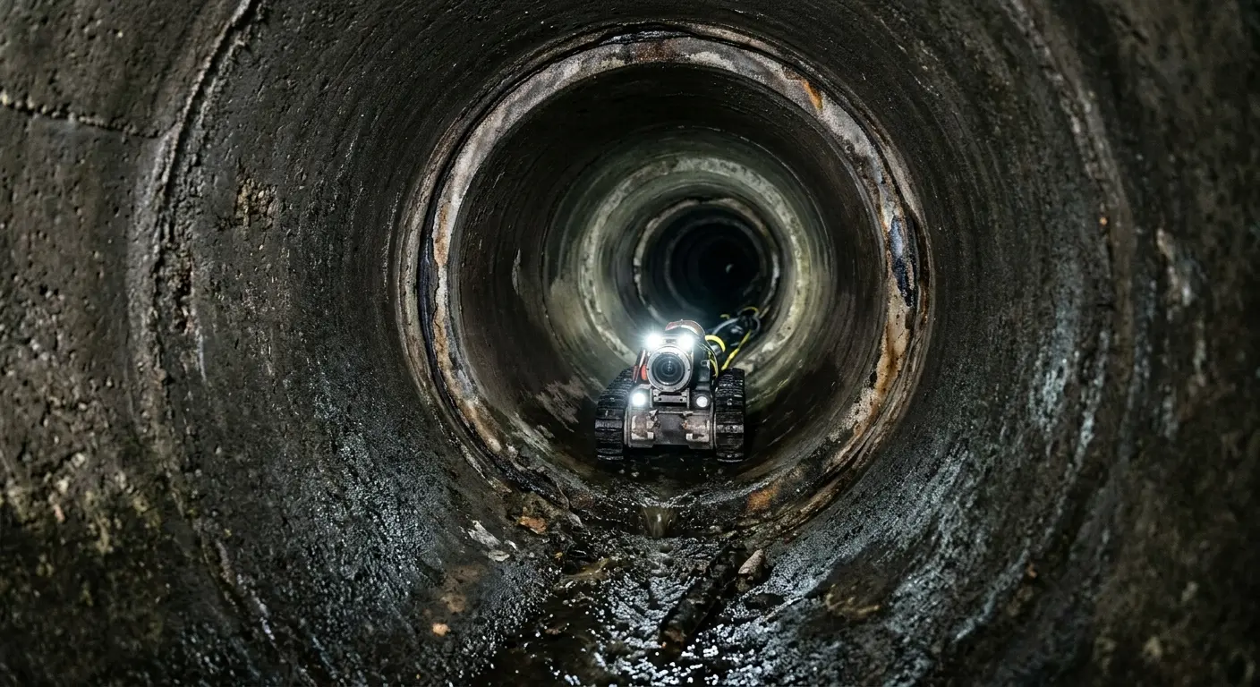Robotic sewer camera inspecting pipe interior for Drain Snake Service in Forestville